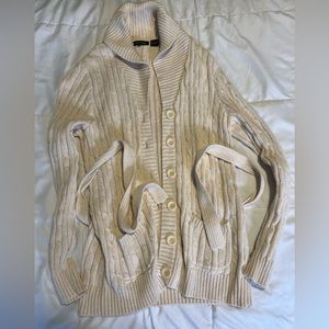 Jeanne Pierre Cardigan Cream Cable Knit Sweater Women’s